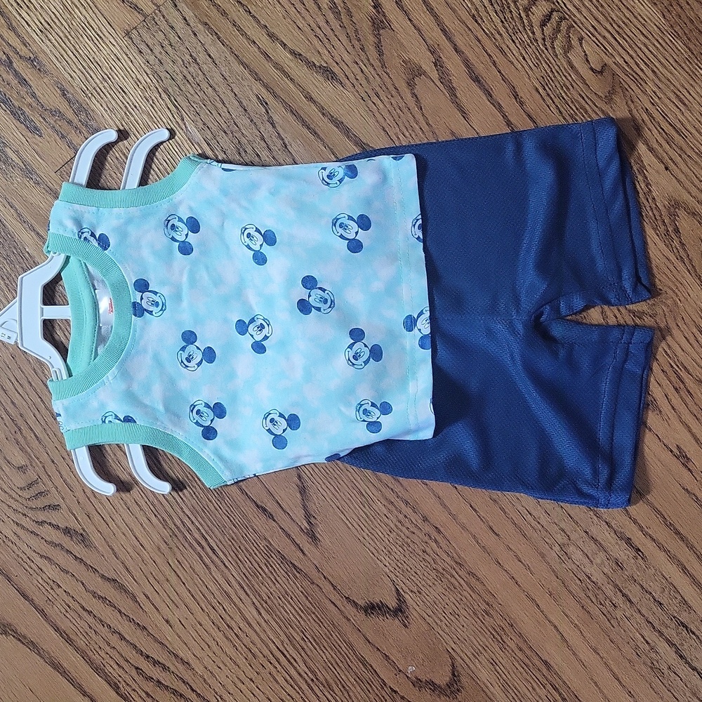 Boys 12 M mickey top w bottom new mickie mouse top w blue pants new wo tags